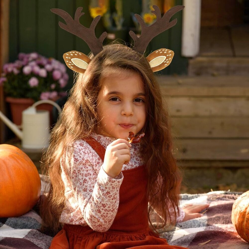 Deer Antlers Headband Plush Ears Halloween Christmas Costume Accessory - Picture 6 of 7